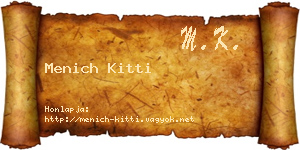 Menich Kitti névjegykártya